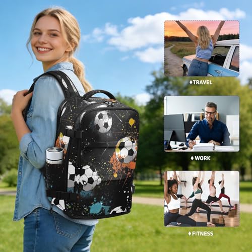 Travel Backpack with Shoe Compartment, 20L Large Capacity Laptop Backpack for Men Women, Soccer Balls Daypack for Traveling Hiking Carry On