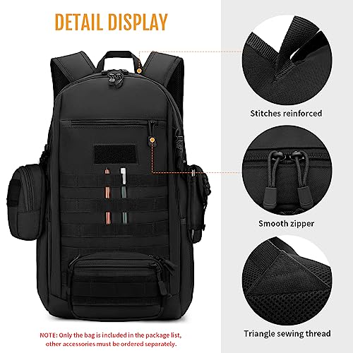 HUNTVP 10L/20L/30L Tactical Backpack Military MOLLE Backpack Rucksack Gear Tactical Assault Pack for Hunting Camping Trekking (30L-Black) - color: Black, size: 30L
