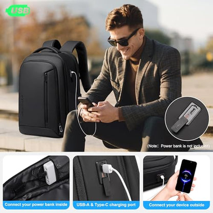 Fenree.geer Business Travel Backpack for Men, Expandable Water Resistant 17 Inch Laptop Backpack with USB Port, Black Computer Backpack for College/Work - size: Expandable