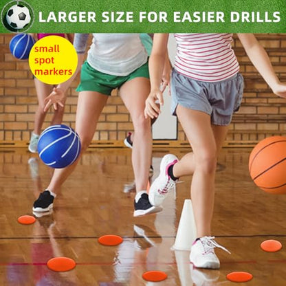 Poly Spot Markers 4inch/9 inch Non-Slip Rubber Agility Markers Flat Field Cones Floor Dots for Football, Soccer, Basketball Training Markers, School Activities, Exercise Drills, Social Distancing - style: 4 inch 12Pcs(Red-orange)