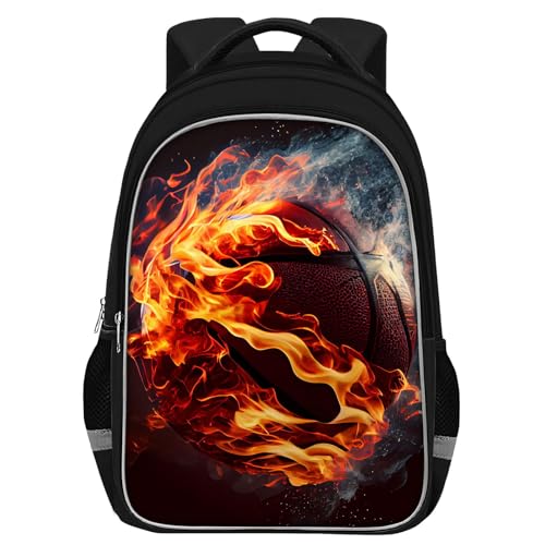 TILYTADLY School Backpack for Boys - Basketball Boys Backpack for Kids Children Teens Elementary Middle School - Students Bag for Ages 6-18,17″Bookbag Multifunctional Large Capacity - color: Basketball-03-backpack Only