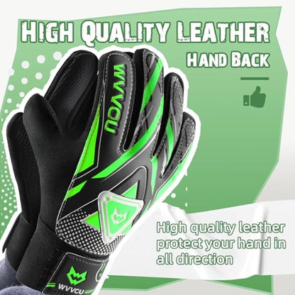 WVVOU Goalkeeper Gloves for Kids Youth, Soccer Goalie Gloves with Double Protection, Anti-Slip Soccer Gloves, Super Grip - color: Green, size: 6