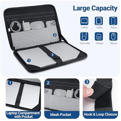 MOSISO Laptop Case 16 inch, 15-15.6 inch Laptop Sleeve Waterproof Shockproof Computer Bag Compatible with MacBook HP Dell Lenovo, Checkered EVA Carrying Case Computer Bag Hard Shell with Handle, Black