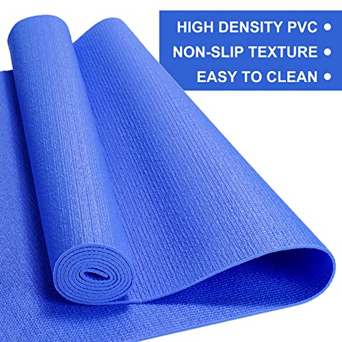 3 mm Thick Yoga Mat Bulk, Non Slip Exercise Workout Fitness Pad for Women Men, Gym Home Yoga Pilates, Easy to Clean, Sturdy PVC - color: Dark Blue