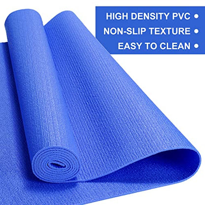 3 mm Thick Yoga Mat Bulk, Non Slip Exercise Workout Fitness Pad for Women Men, Gym Home Yoga Pilates, Easy to Clean, Sturdy PVC - color: Dark Blue