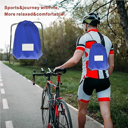 Drawstring Backpack Bulk 30 Packs Draw String Bags for Gym Sports Trip Pedestrianism Cinch Sack DIY for Women Men with Memo Card (royal blue) - color: Royal Blue