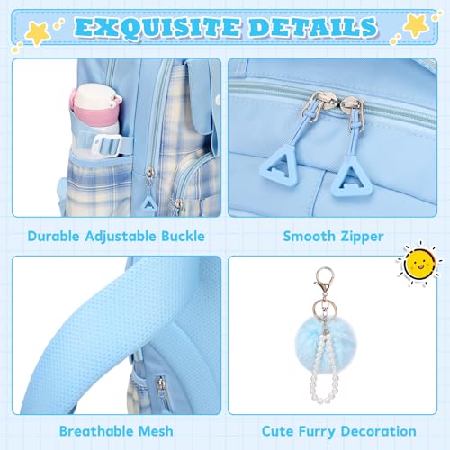 MUSEVOS Girls Backpack, Ideal School Backpack for Girls from Elementary to Teen Years, Kawaii Bookbag Cute Large Capacity - color: A-blue