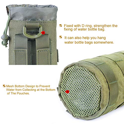 Upgraded Sports Water Bottles Pouch Bag, Tactical Drawstring Molle Water Bottle Holder Tactical Pouches, Travel Mesh Water Bottle Bag Tactical Hydration Carrier - color: Army-1Pack