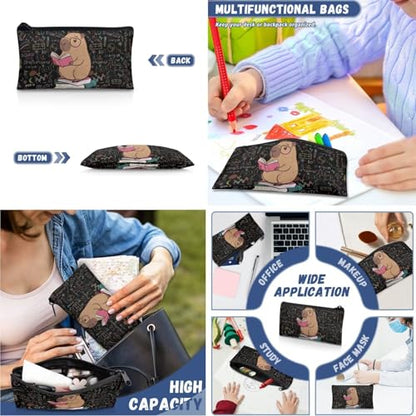 Cartoon Capybara Backpack for Boys Girls 3 Pack School Backpacks Set Reusable Lunch Box Pencil Bag Big Capacity Schoolbag with Side Pocket Adjustable Strap - color: Capybara Cute