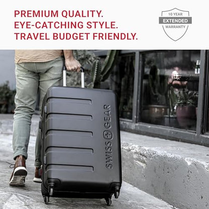 SwissGear 7366 Signature Hardside Expandable Luggage with Spinner Wheels, TSA Lock, Black, Checked-Medium 23-Inch - color: Black, size: Checked-Medium 23-Inch