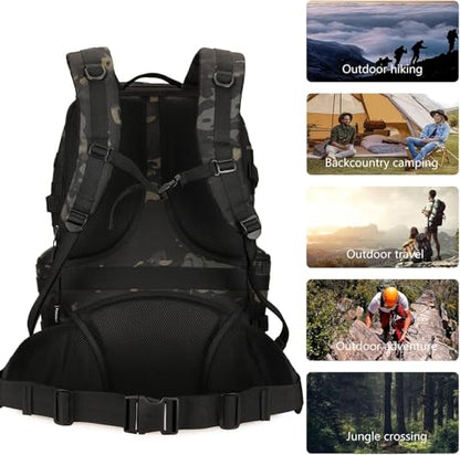 50L Military Tactical Backpack 3 Day Assault Pack Molle Daypack Hiking Backpack for Men and Women - color: Blacktie-dye
