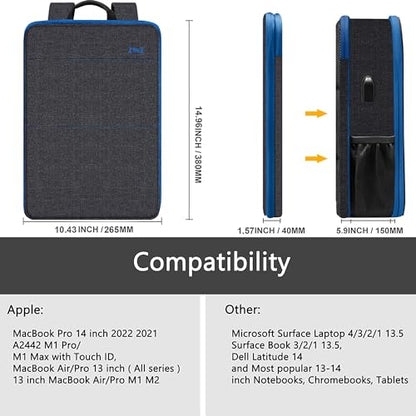 ZINZ Slim & Expandable Laptop Backpack Water Resistant Backpack Travel Backpack Compatible with MacBook Air/Pro/Neo 13-14 inch, XPS 13/14, Surface 13.5" and Most 13-14 Notebooks，B01BL01 - color: B01bl01, size: 13"-14"