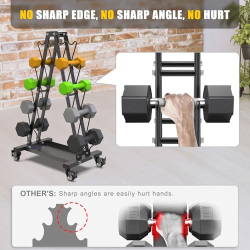 Kipika Heavy Duty 3 Tier Dumbbell Rack Multifunctional, Weight Rack for Dumbbells, Home Gym Equipment, Suitable for Storage of Dumbbell, Kettle Bell, Barbell Plate, Barbell Bar - color: 5 Tier Tilt Shelf