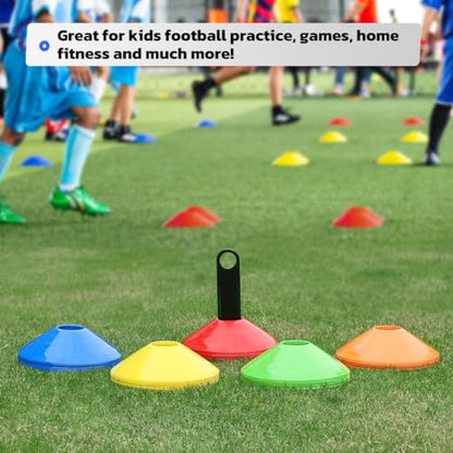 GHB Pro Agility Ladder Soccer Kick Trainer Set 20ft 12 Rung 60 Cones and 4 Stakes Speed Agility Football Training Equipment with Carrying Bag