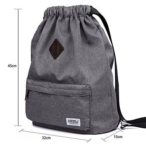 KAUKKO Drawstring Sports Backpack Gym Yoga Bag Shoulder Rucksack for Men and Women - color: Dark Grey