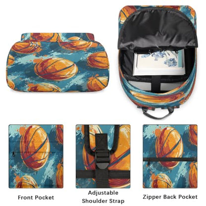 17.5 inch Laptop Backpack Basketball Balls College Waterproof Travel Bag Casual Book Bag with Multiple Pockets Laptop Backpacks for Travel Hiking