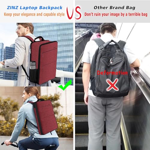 ZINZ Slim & Expandable Laptop Backpack 15 15.6 16 Inch Case, Water Resistant Travel Backpack Compatible with MacBook Pro/Neo 16" 15", Dell XPS 15 16 and Most 15" 15.6" 16" Notebooks，RD01BK01 - color: Rd01bk01, size: 15"-16"