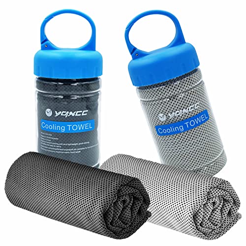 YQXCC 2 Pack Cooling Towels (47"x12"), Ice Cool Neck Towel, Soft Breathable Microfiber for Yoga, Golf, Gym, Running, Camping & Hot Weather - color: Dark Gray/Light Gray