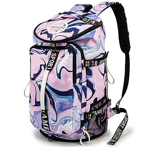 Gym Duffle Bag Backpack with Shoe Compartment,4 ways Travel Backpack for Women and Men,Multi-Functional Weekender bag with Waterproof Layer&Laptop Compartment for Fitness, Travel,Camping - color: Purple