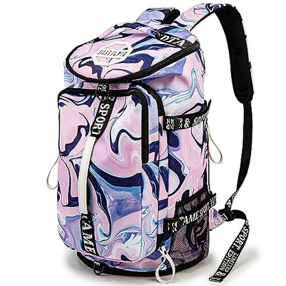 Gym Duffle Bag Backpack with Shoe Compartment,4 ways Travel Backpack for Women and Men,Multi-Functional Weekender bag with Waterproof Layer&Laptop Compartment for Fitness, Travel,Camping - color: Purple