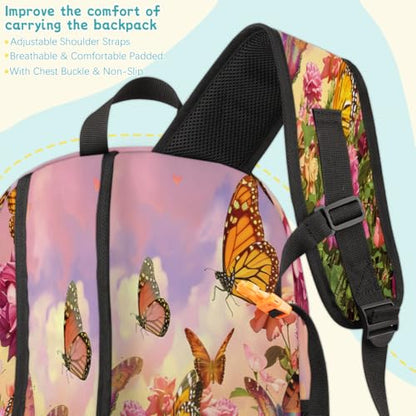Flower Butterfly Laptop Backpack for Women Men, Work Computer Backpacks, 18.3 Inch Large Computer Nurse Teacher Bags Travel Casual Daypack - color: Multicolor 6