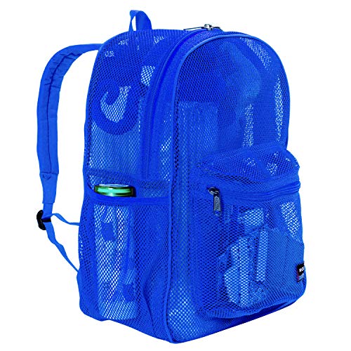 K-Cliffs Heavy Duty Mesh Backpack Quality Classic Student Net Bookbag Durable See Through Simple Netting Daypack Basic School Bag Royal Blue - color: Royal Blue