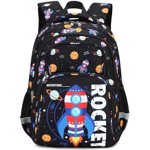 abshoo Cute Rocket School Backpack For Boys Elementary Kindergarten Kids School Bag (Rocket Black) - color: Rocket Black