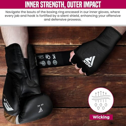 RDX Boxing Hand Wraps Inner Gloves Men Women, Half Finger Elasticated Bandages, Under Mitts Fist Protection, Muay Thai, Kickboxing, MMA, Martial Arts Speed Bag Punching Training - color: Pink White, size: Medium