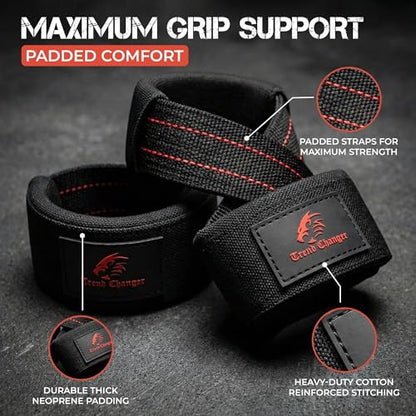 Figure 8 Lifting Strap Padded Deadlift Straps Heavy Duty Weight Lifting Straps Strongman Axle Bar Straps Weightlifting Wrist Wraps - color: Red/White, size: Large ( 8.0'' & UP Wrist Circumference )