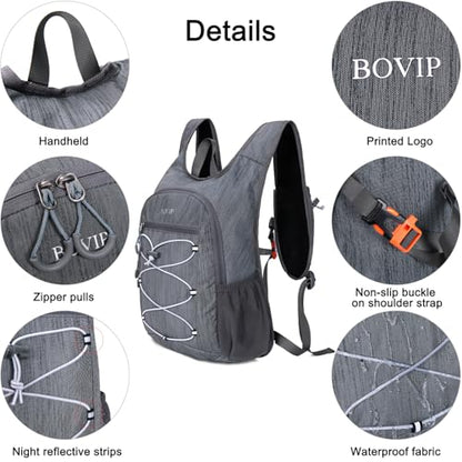 BOVIP 20L Hiking Backpack Lightweight Packable Hiking Daypack Small Travel Outdoor Foldable Shoulder Bag Gray - color: Gray 1