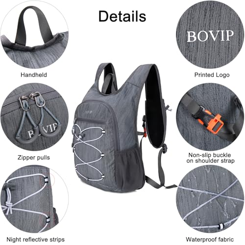 BOVIP 20L Hiking Backpack Lightweight Packable Hiking Daypack Small Travel Outdoor Foldable Shoulder Bag Gray - color: Gray 1