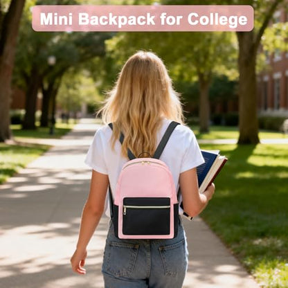 BTOOP Mini Backpack Women Girls Water-resistant Small Backpack Purse Shoulder Bag for Womens Adult Kids School Travel - color: Black-pink, size: Mini