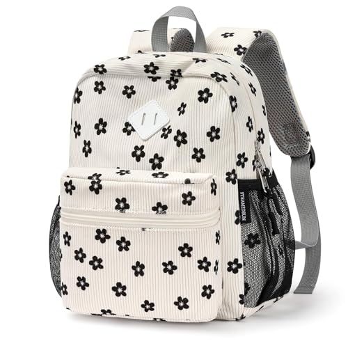 STEAMEDBUN Corduroy Toddler Backpack for Girls Boys 2-4, Kids Preschool Backpack for Kindergarten - Flower - color: Corduroy Black Flower, size: Mini-12"H(not fit folder)