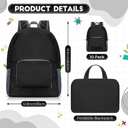 Jexine 10 Pcs Backpacks in Bulk 16.5 Inches Back Pack Basic Backpack for Adult Lightweight Outdoor Travel Book Bags(Black) - color: Black