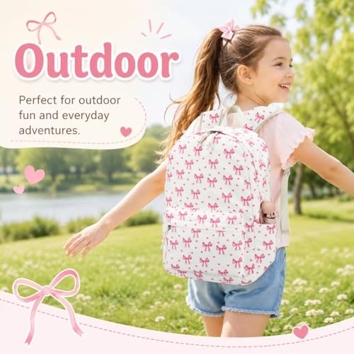 LOIDOU Girls Backpack for Kids Cute School Bookbag - color: Bow Beige 215, size: L-17"