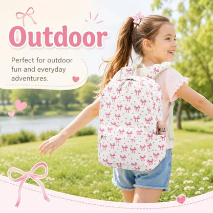 LOIDOU Girls Backpack for Kids Cute School Bookbag - color: Bow Beige 215, size: L-17"