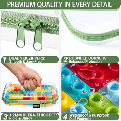YQBRAO 4-Pack Clear Hard Shell Zipper Case, 1.2mm Ultra-Thick Diaper Bag Organizer Pouches, Rigid Self-Standing Travel Makeup Bags with YKK Zippers, TSA Approved, Green - color: Green, size: 4 Pack(S)
