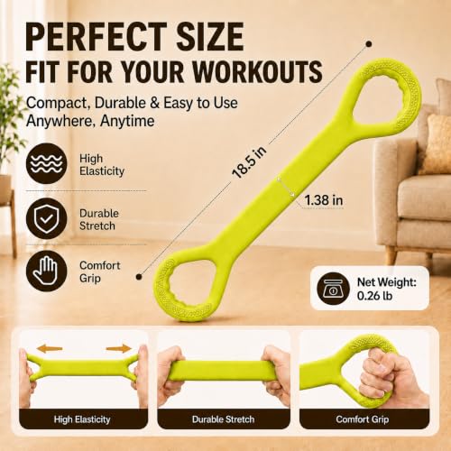 Figure 8 Resistance Bands with Handles, Resistance Bands for Arms, Back & Shoulder Training, Exercise Equipment for Yoga, Pilates & Stretching, Portable Home Gym Equipment - color: Yellow