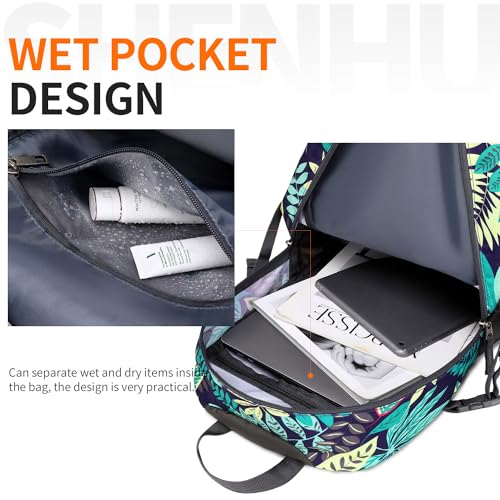 40L Hiking Backpack Lightweight Daypack Waterproof Travel Camping Backpack for Men Women Sport Packable - color: A2-blue Leaf