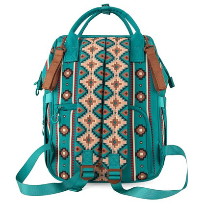 Montana West Wrangler Diaper Bag Backpack Aztec Callie Bag Travel Backpack Purses Western Multi-Function Baby Bags for Mom - color: Green