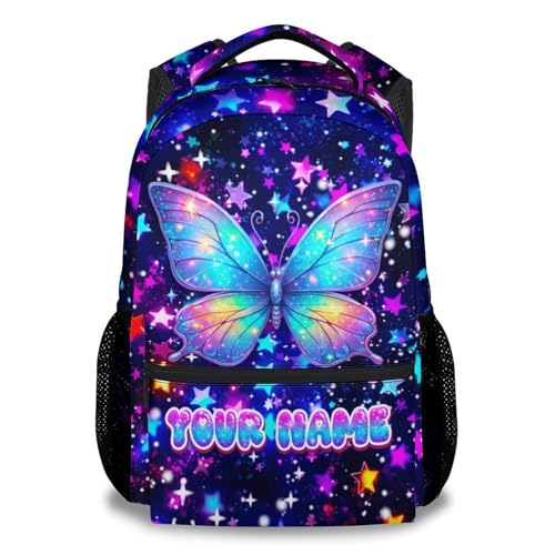 COZYAURA Butterfly Backpack for Girls Personalized Kids School Bag - 17 Inch Durable Elementary Kindergarten Bookbag for Toddler Daughter - color: Blue