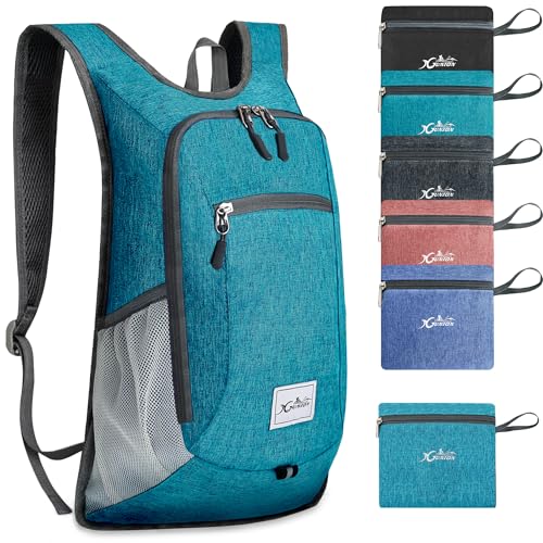Xgunion Hiking Backpack 10L Small Travel Lightweight Daypack Foldable Hiking Packable Camping Hiking Backpacks for Women Men (Teal Blue) - color: Teal Blue