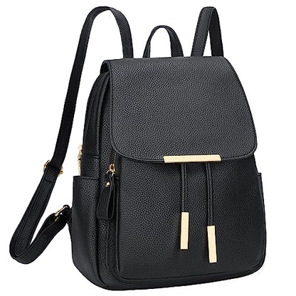 KKXIU Trendy Leather Backpack Purse for Women and Ladies Shoulder Travel Daypacks Bags (A-Black) - color: A-black, style: Backpack