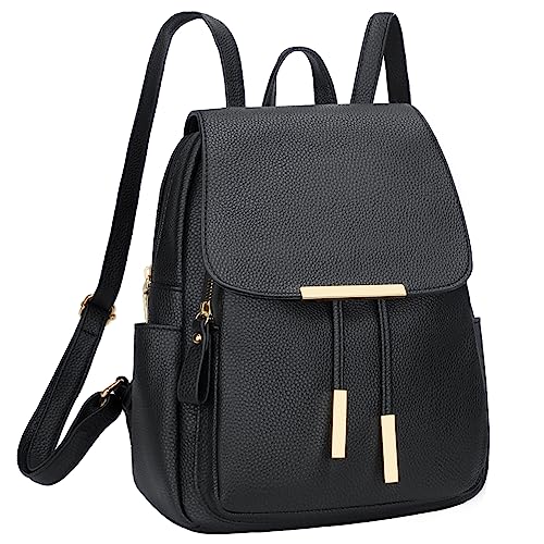 KKXIU Trendy Leather Backpack Purse for Women and Ladies Shoulder Travel Daypacks Bags (A-Black) - color: A-black, style: Backpack