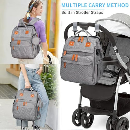 KABAQOO Diaper Bag Backpack with Detachable Changing Station, Large Capacity Baby Diaper Bags for Boys & Girls, Baby Registry Search Stuff & Shower Gifts, Newborn Essentials Must Haves, Grey - color: Grey