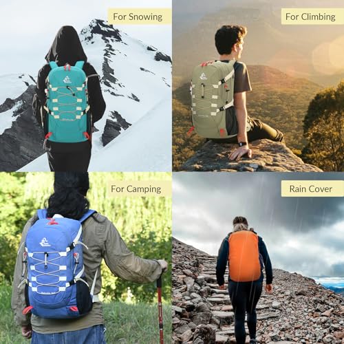 Bseash 40L Waterproof Hiking Backpack with Rain Cover, Outdoor Sport Travel Bag Daypack for Camping Climbing Skiing Cycling (Milk Green) - color: Milk Green