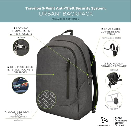 Travelon Anti Theft Urban Backpack - color: Slate