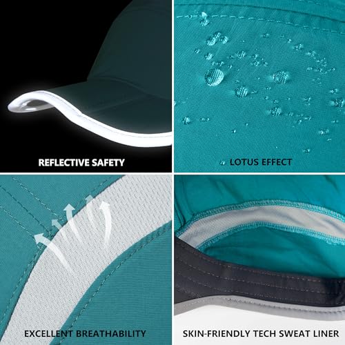GADIEMKENSD Reflective Folding Outdoor Hat Unstructured Design UPF 50+ Sun Protection Sport Hats for Womens and Mens - color: Turquoise
