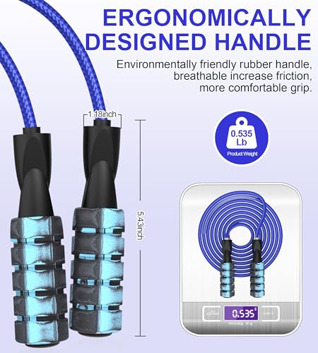 Jump Rope for Women Men, Fitness Jumprope for Women Workout, Adjustable Adult Exercise Skipping Rope - color: Blue