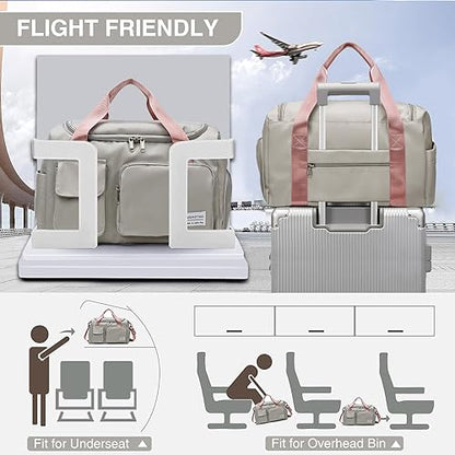 Small Gym Bag for Women, Travel Duffle Bag Carry On Weekender Bag with Shoe Compartment - color: 03#Grey, style: Gym Bag&toiletry Bag